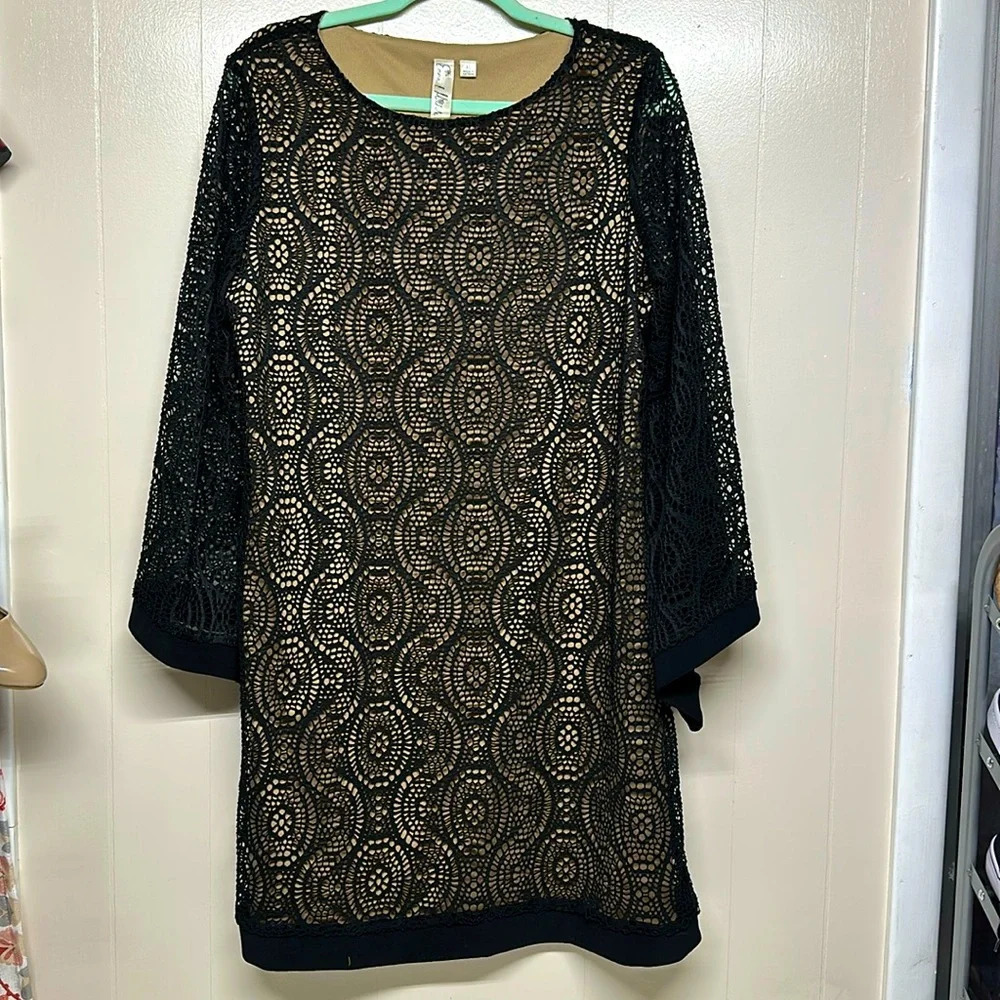 Emma and Michele black Cutout dress with Bell Sleeves SzXl